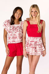 Lily Top Italian Toile Red