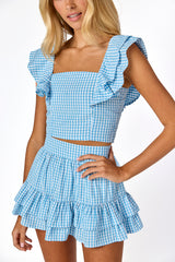 Julia Gingham Skirt Blue