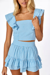 Julia Gingham Skirt Blue