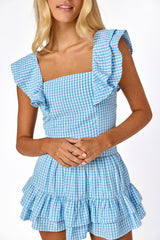 Maya Gingham Top Blue