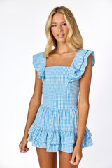 Maya Gingham Top Blue