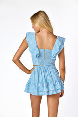Julia Gingham Skirt Blue