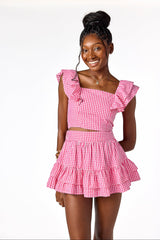 Julia Gingham Skirt Pink