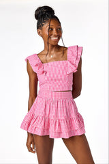 Maya Gingham Top Pink