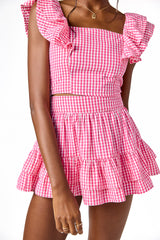 Julia Gingham Skirt Pink