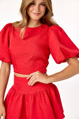 Callie Puff Sleeve Top Red