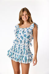 Ophelia Top Blue Block Print