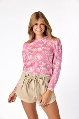 Amelia Jacquard Sweater Pink