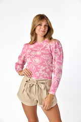 Amelia Jacquard Sweater Pink