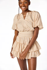 Kylie Mini Skirt Tan Gingham