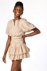 Kylie Mini Skirt Tan Gingham