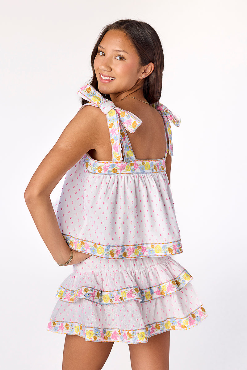 Luca Embroidered Top Floral Pastel