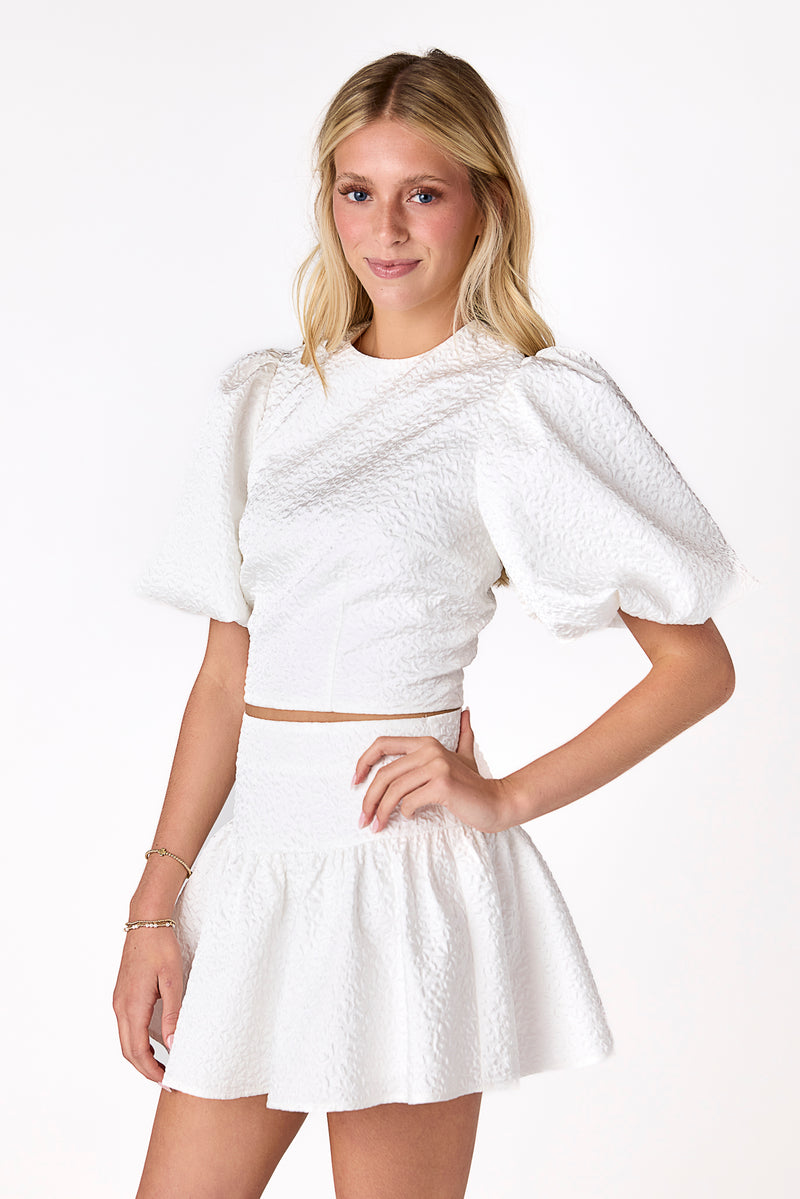 Callie Puff Sleeve Top White