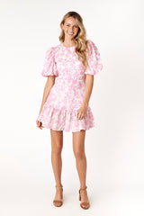Claire Puff Sleeve Dress Garden Toile Pink