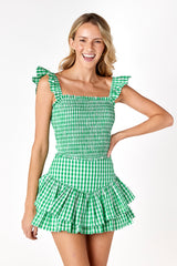 Gigi Ruffle Tank Green Gingham