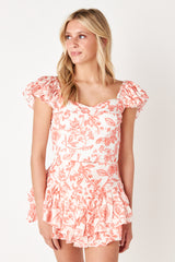 Taylor Layered Skirt Garden Toile Peach