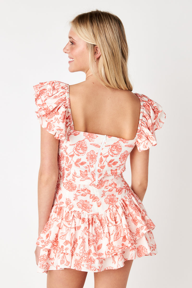 Taylor Layered Skirt Garden Toile Peach