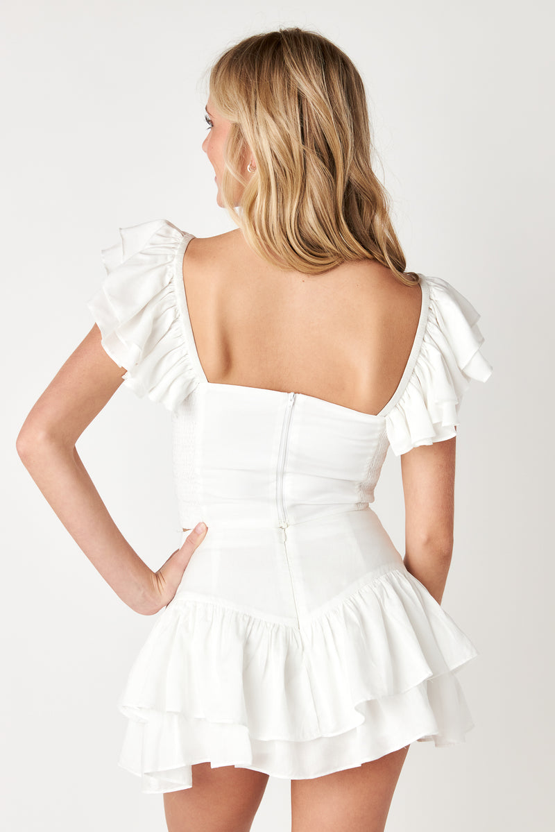 Juliet Ruffle Tank White