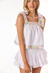 Luca Embroidered Top Floral Pastel
