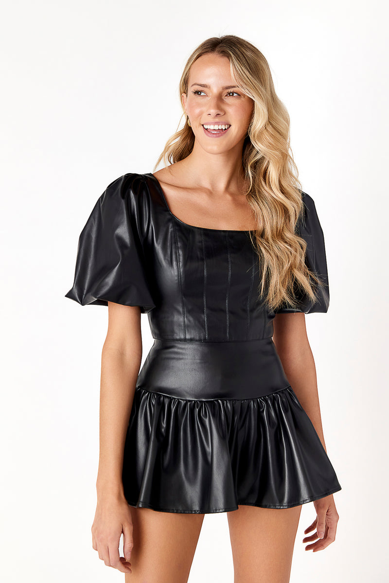 Libra Leather Skirt Black