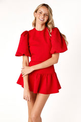 Callie Puff Sleeve Top Red