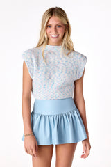 Minnie Mock Neck Blue Lagoon