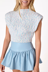 Minnie Mock Neck Blue Lagoon