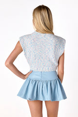 Minnie Mock Neck Blue Lagoon