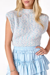 Minnie Mock Neck Blue Lagoon