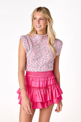 Minnie Mock Neck Pink Confetti