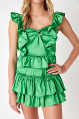 Willow Satin Mini Skirt Kelly Green