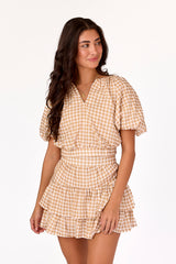 Kylie Mini Skirt Tan Gingham