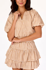 Kylie Mini Skirt Tan Gingham