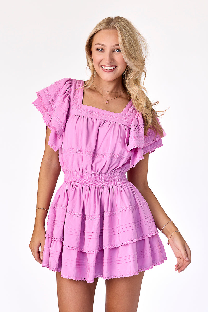 Sweetheart Lace Dress Pink Rose