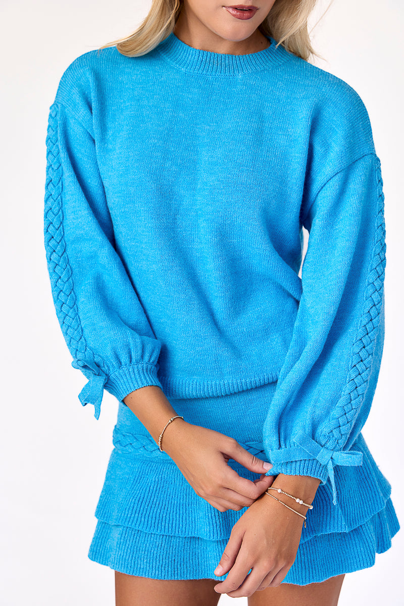 Bennie Braided Sweater Azure Blue