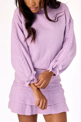 Bennie Braided Sweater in Lilac