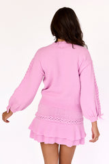 Rylan Braided Knit Skirt Pink Frosting