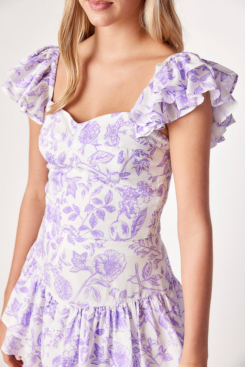 Juliet Ruffle Tank Garden Toile Violet