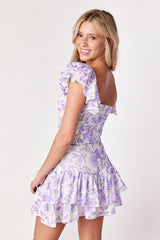 Juliet Ruffle Tank Garden Toile Violet