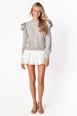 Isabella Ruffle Sweater Dove Gray