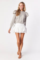 Isabella Ruffle Sweater Dove Gray