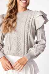 Isabella Ruffle Sweater Dove Gray