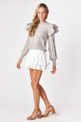 Isabella Ruffle Sweater Dove Gray