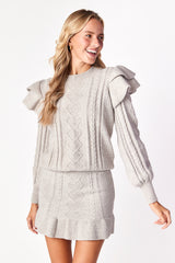 Claude Cable Knit Skirt Dove Gray