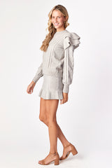 Isabella Ruffle Sweater Dove Gray