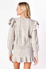 Claude Cable Knit Skirt Dove Gray