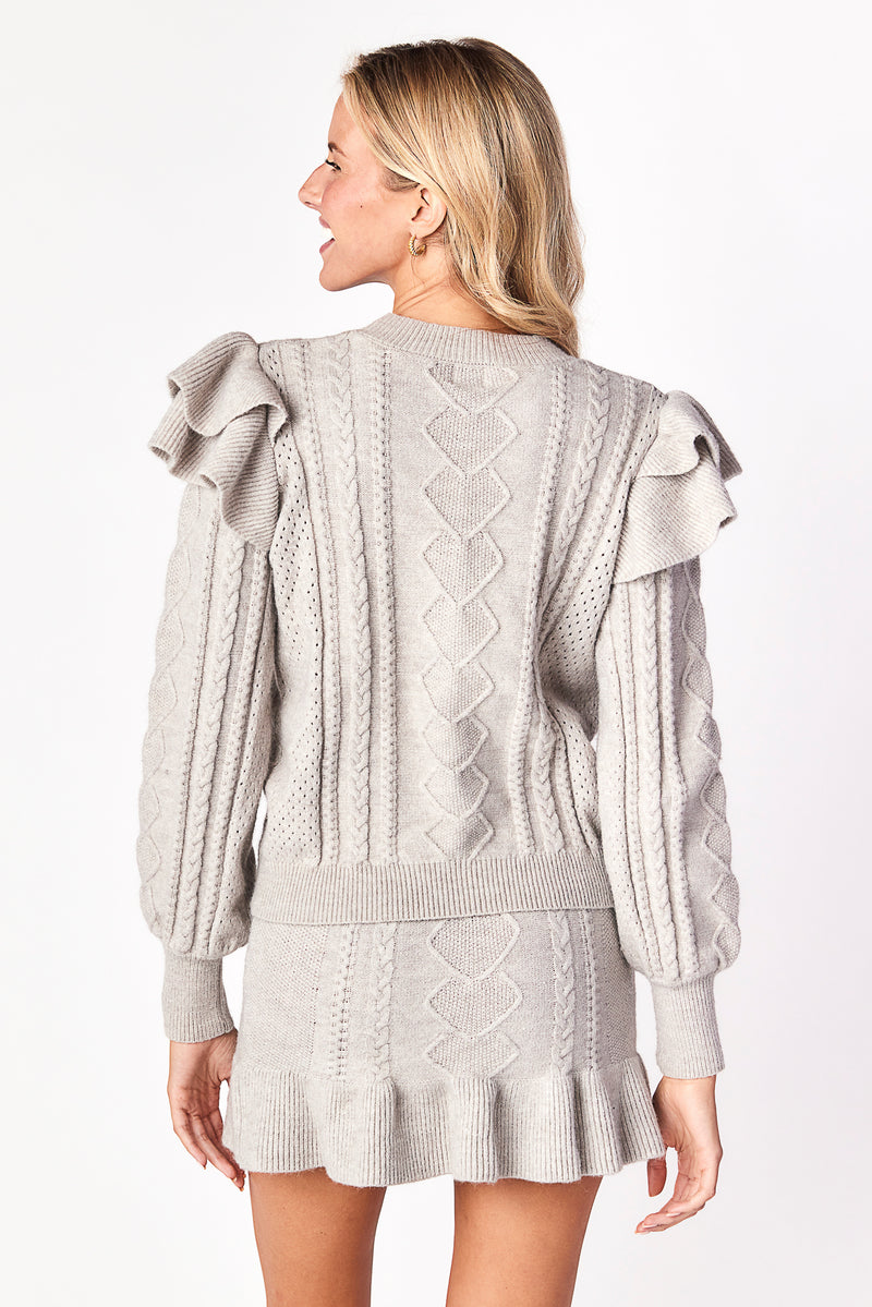 Claude Cable Knit Skirt Dove Gray