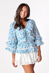 Bellwood Ruffle Top Blue Rosebud