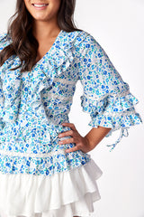 Bellwood Ruffle Top Blue Rosebud