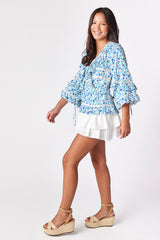 Bellwood Ruffle Top Blue Rosebud